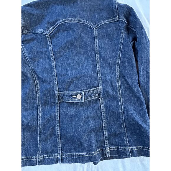 Christopher & Banks Stretch Jean Jacket Size M, Corduroy Collar, Button Down - Picture 5 of 10